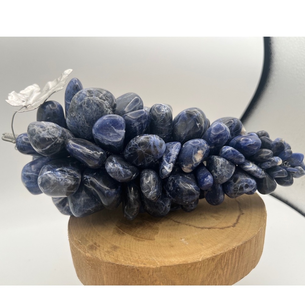Mid Century Blue Stone Grape‎ Cluster Vtg Decorative Fruit Metal Leaf 8.5
